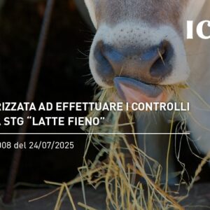 Rinnovata l’autorizzazione a ICEA a svolgere i controlli sulla STG “LATTE FIENO” – DM n. 343008 del 24 luglio 2025